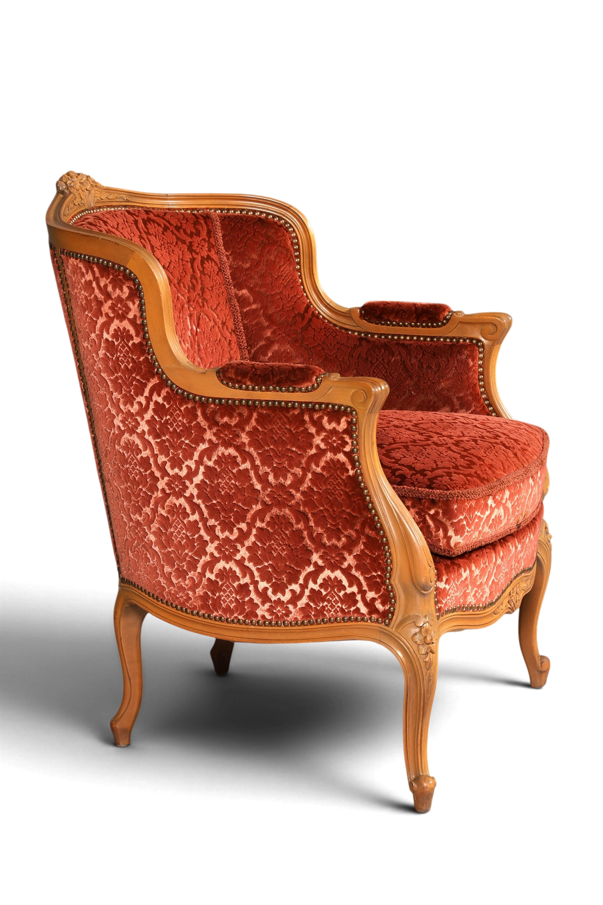 Edler Chippendale Armlehnsessel Barock Stil Sessel Samt Stoff Armchair Sessel 1 von 2