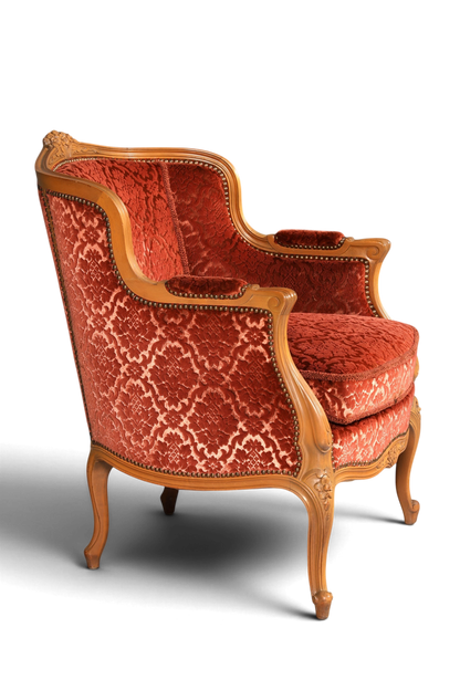 Edler Chippendale Armlehnsessel Barock Stil Sessel Samt Stoff Armchair Sessel 1 von 2