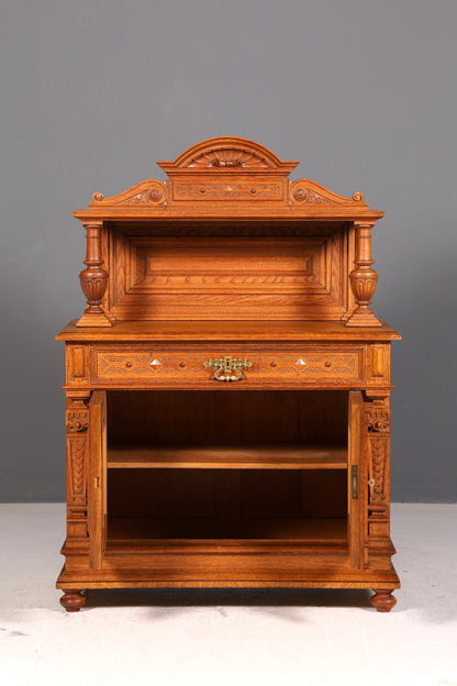 Wunderschönes Gründerzeit Buffet Eiche Anrichte Aufsatz Kommode Antik Sideboard Vertiko um 1890 Vintage
