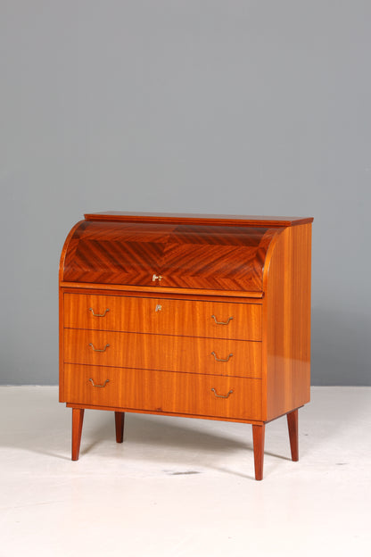 Stilvoller Mid Century Rollladen Sekretär echt Holz Büro Schrank Vintage Schreibkommode
