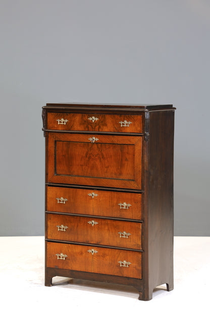 Stilvoller Gründerzeit Sekretär Vertiko Nussbaum Jugendstil Highboard Kommode um 1880