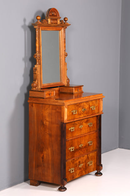 Traumhafte Gründerzeit Kommode mit Spiegelaufsatz Louis Philippe Echt Holz Schrank Antik Flurschrank um 1880 Vintage