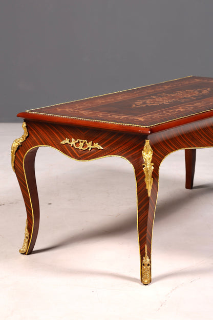 Traumhafter Barock Stil Couchtisch Intarsien Antik Messing Wohnzimmer Tisch Ablage