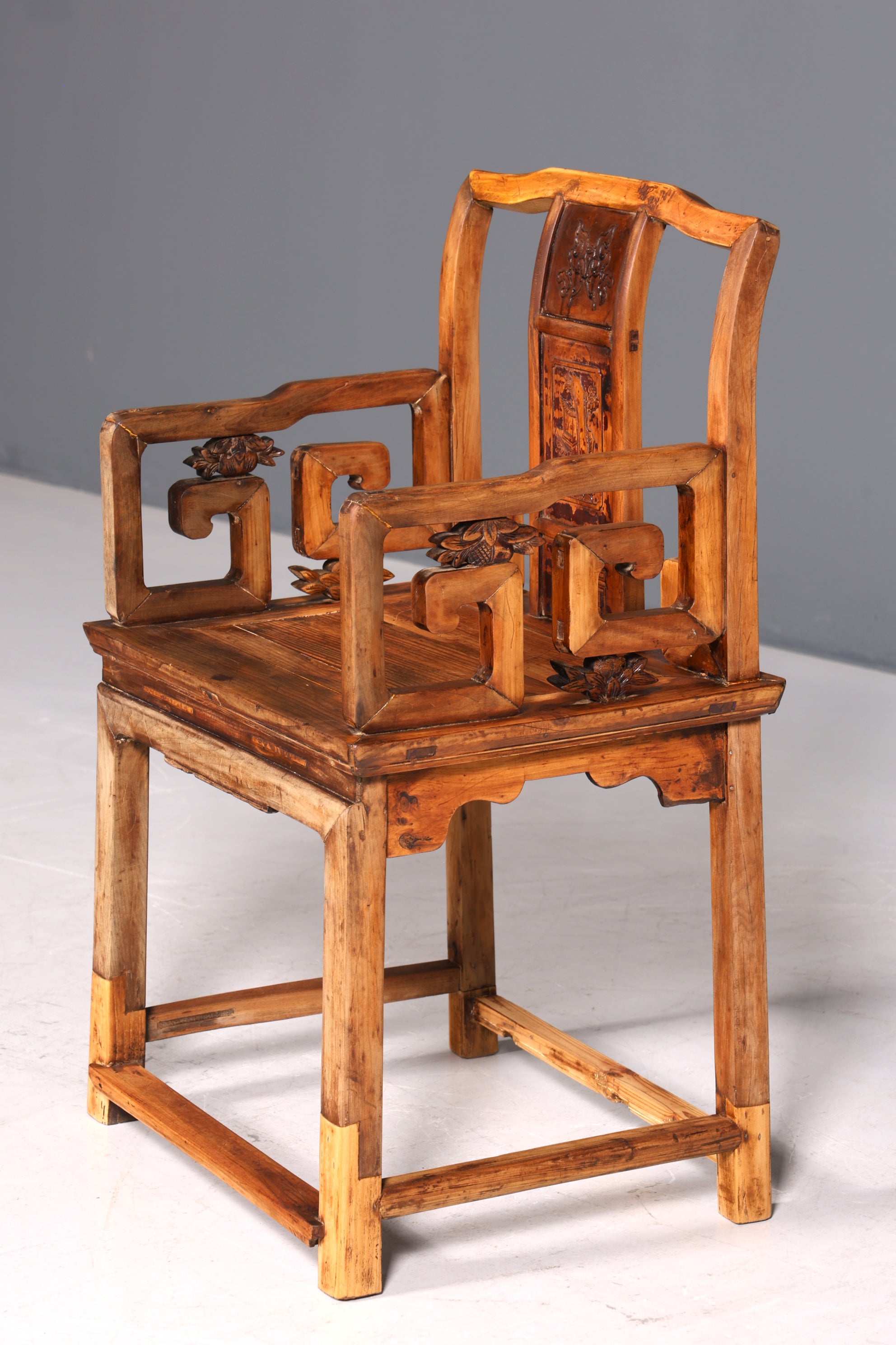 Wunderschöner Chinesischer Armlehnstuhl Stuhl China Ming Stil Qing Dynastie Holzstuhl Antik Asiatischer Sekretär Stuhl