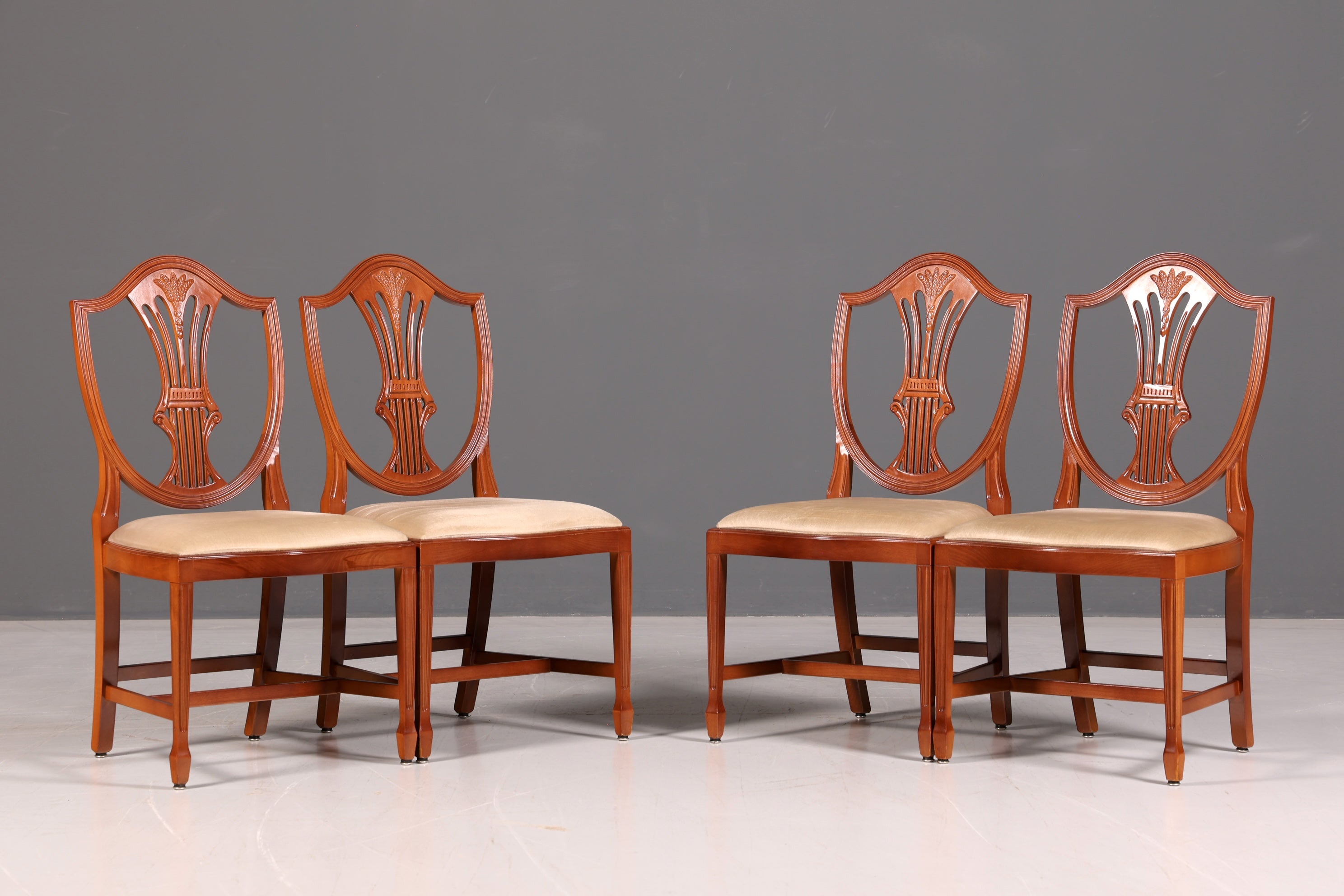 Edles 4x Englische Stühle Set Hepplewhite Stil Dining Chairs Antik Esszimmerstühle Küchenstühle Stuhlset Vintage
