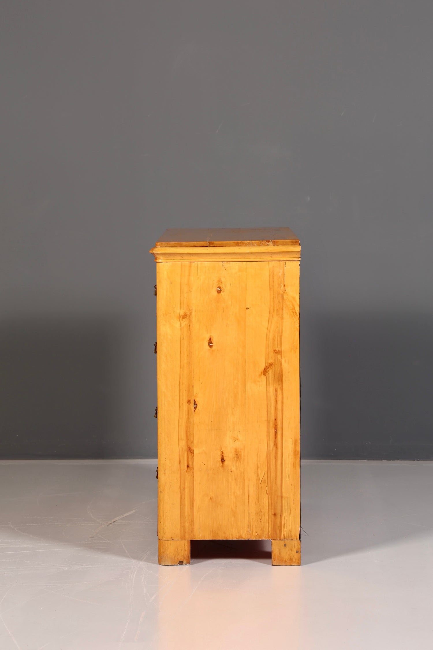 Elegant Antique Softwood Chest of Drawers with Brass Fittings, Solid Wood, Vintage