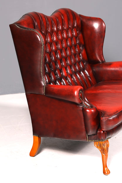 Wunderschönes Original Chesterfield Queen Anne Sofa 2-Sitzer Sofa Englische Leder Couch England Polstersofa