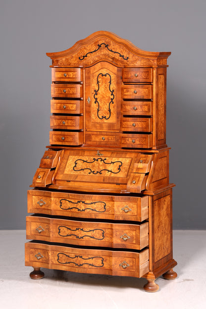 Beeindruckender Barock Aufsatzsekretär Nussbaum Sekretär Schreibschrank Tabernakel Massivholz Vintage