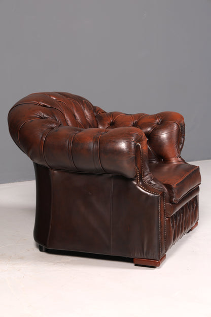 Wunderschöner Original Chesterfield Centurion Sessel Englischer Armlehnsessel Echt Leder Herrensessel Vintage