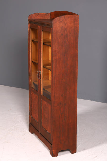 G045 Finish Traumhafte Jugendstil Vitrine Antike Holz Bücherschrank Eiche Antik Schrank Geschirrschrank