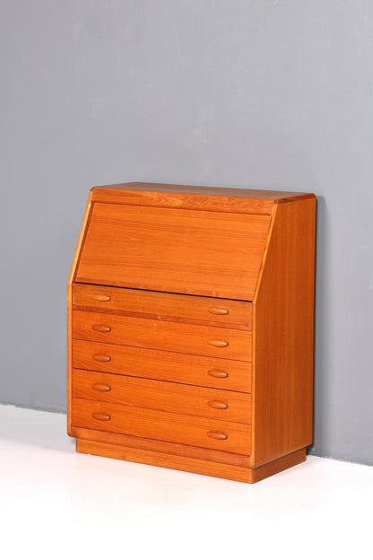 Elegant original Dyrlund secretary desk, mid-century design, teak wood chest of drawers, writing desk