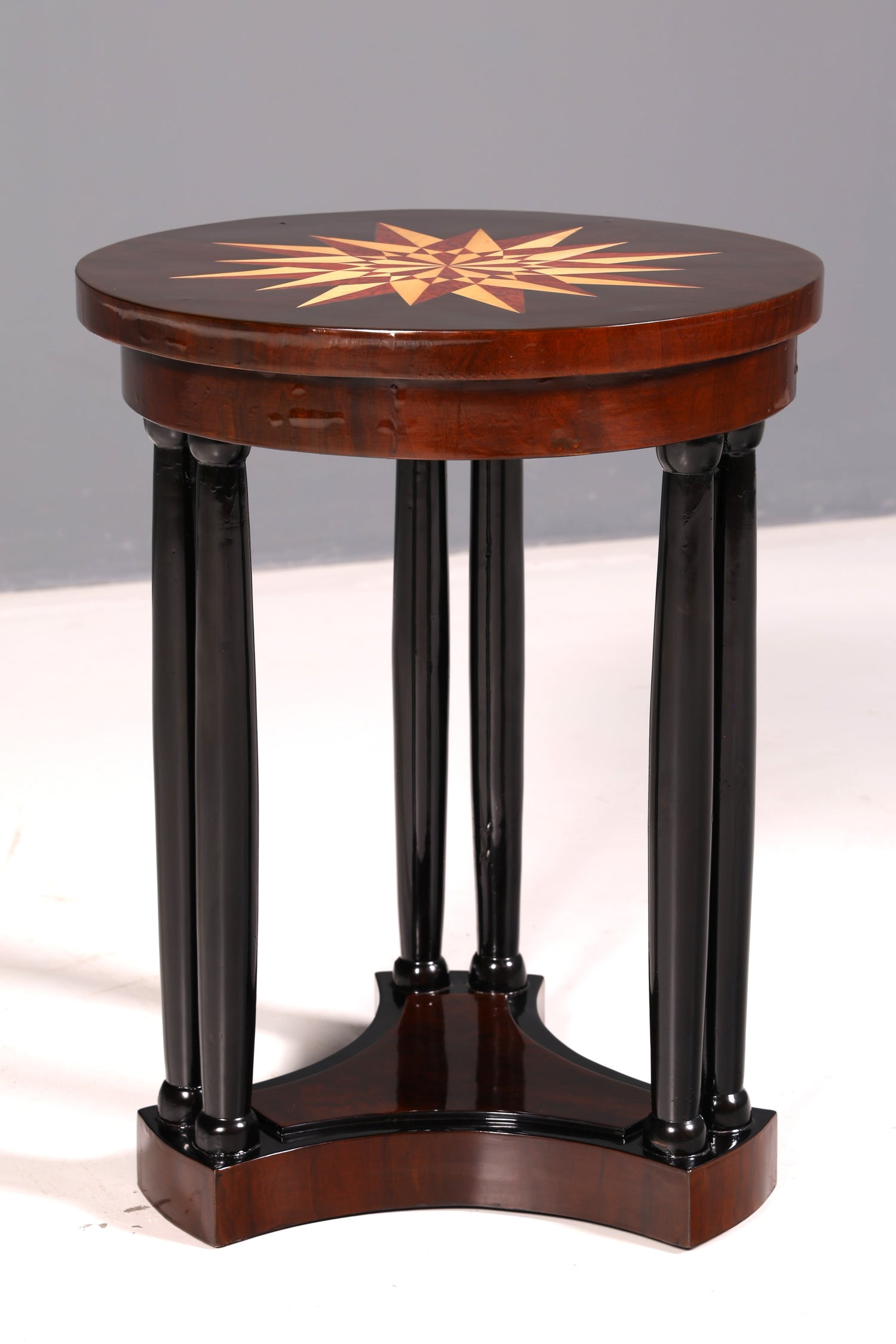 Wunderschöner Art Deco Stil Tisch Luxus Couchtisch Ablagetisch Beistelltisch Rund Echt Holz Vintage