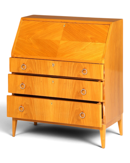 Schlichter Mid Century Sekretär Vintage Schreibmöbel echt Holz Kommode Retro Office Secretary