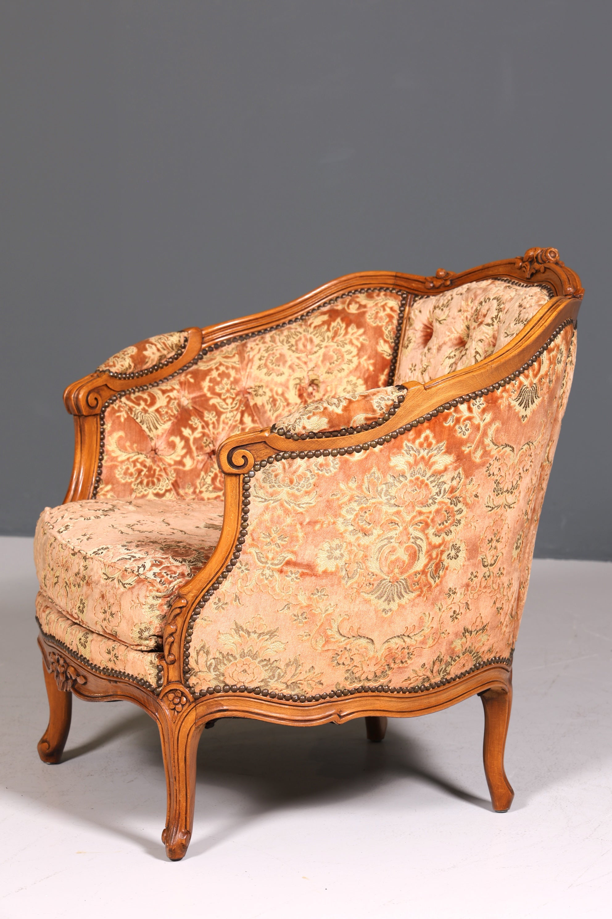 Wunderschöner Chippendale Armlehnsessel Barock Stil Sessel Armchair Samt Stoff Rococo Stil Sessel 2 von 2