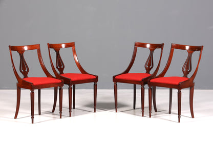4x Edle Englische Stühle Englisch Gondelstuhl Set Dining Chairs Antik 60s Mahagoni Küchenstühle Stuhlset