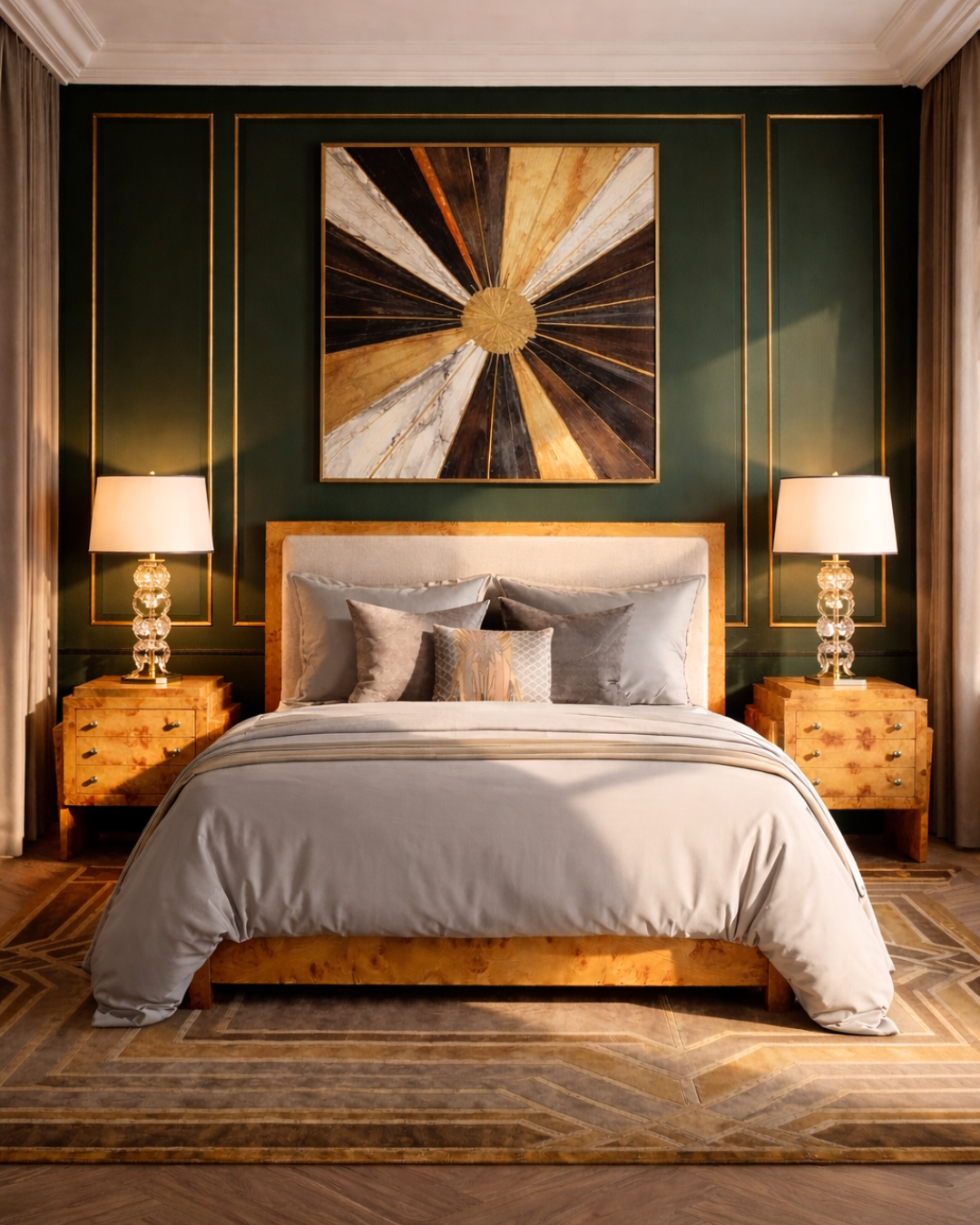 2x Wunderschöne Art Deco Stil Beistelltische Birke Ablage Nachttische Kommoden Ablagetische