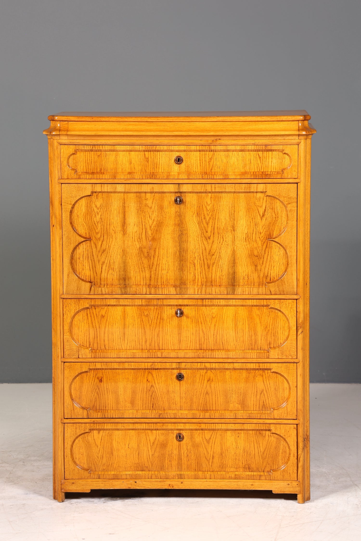 E893 Finish Stilvoller Biedermeier Sekretär Louis Philippe Vertiko Antik Kommode Schreibkommode Office Desk