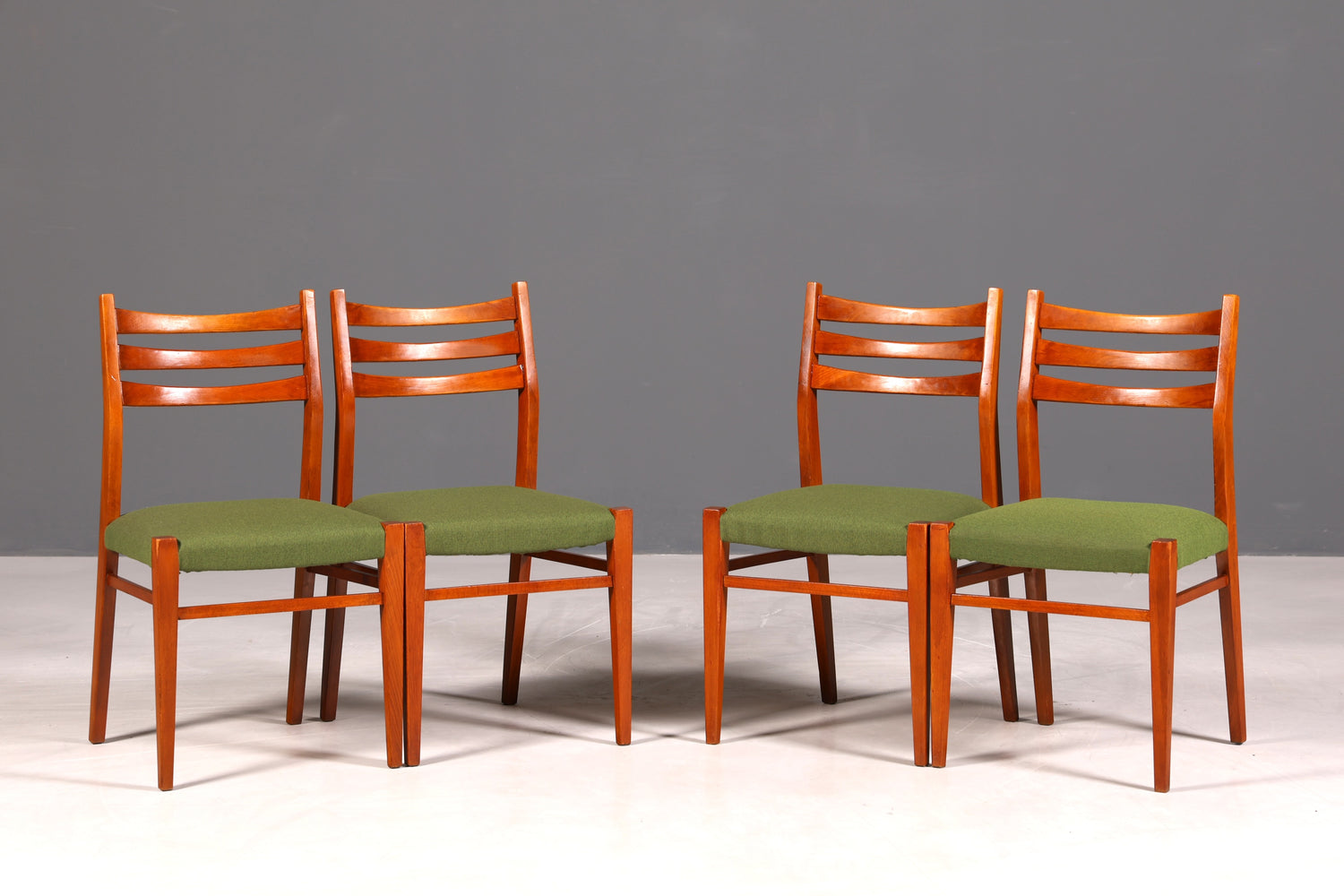 4x Mid Century Teak Holz Stühle Made in Denmark Retro Stuhlset Danish Design Vintage Küchenstühle