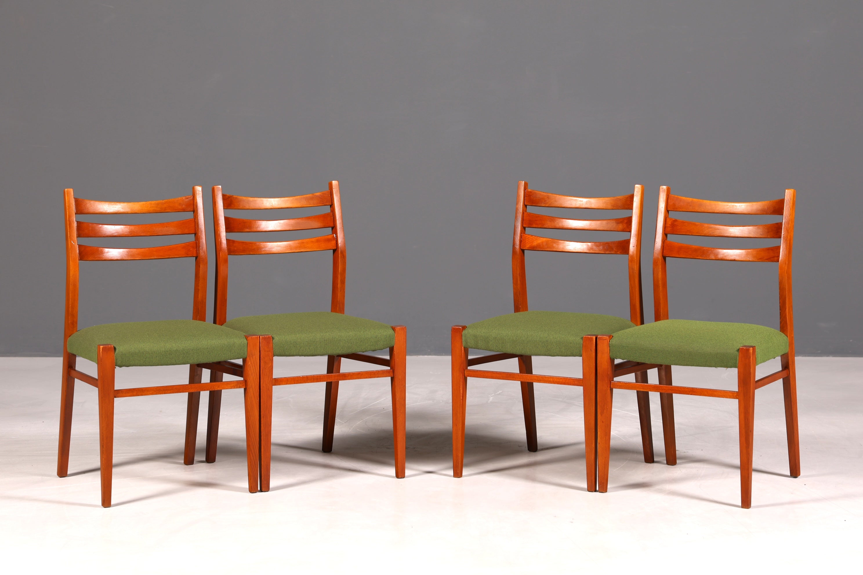 4x Mid Century Teak Holz Stühle Made in Denmark Retro Stuhlset Danish Design Vintage Küchenstühle