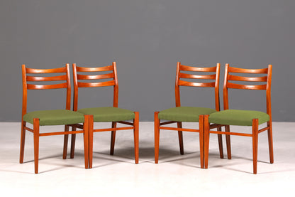 4x Mid Century Teak Holz Stühle Made in Denmark Retro Stuhlset Danish Design Vintage Küchenstühle