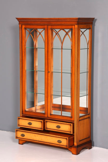 Wunderschöne Englische Vitrine Eibe Bücherschrank Buffet Antik Stil Glasvitrine