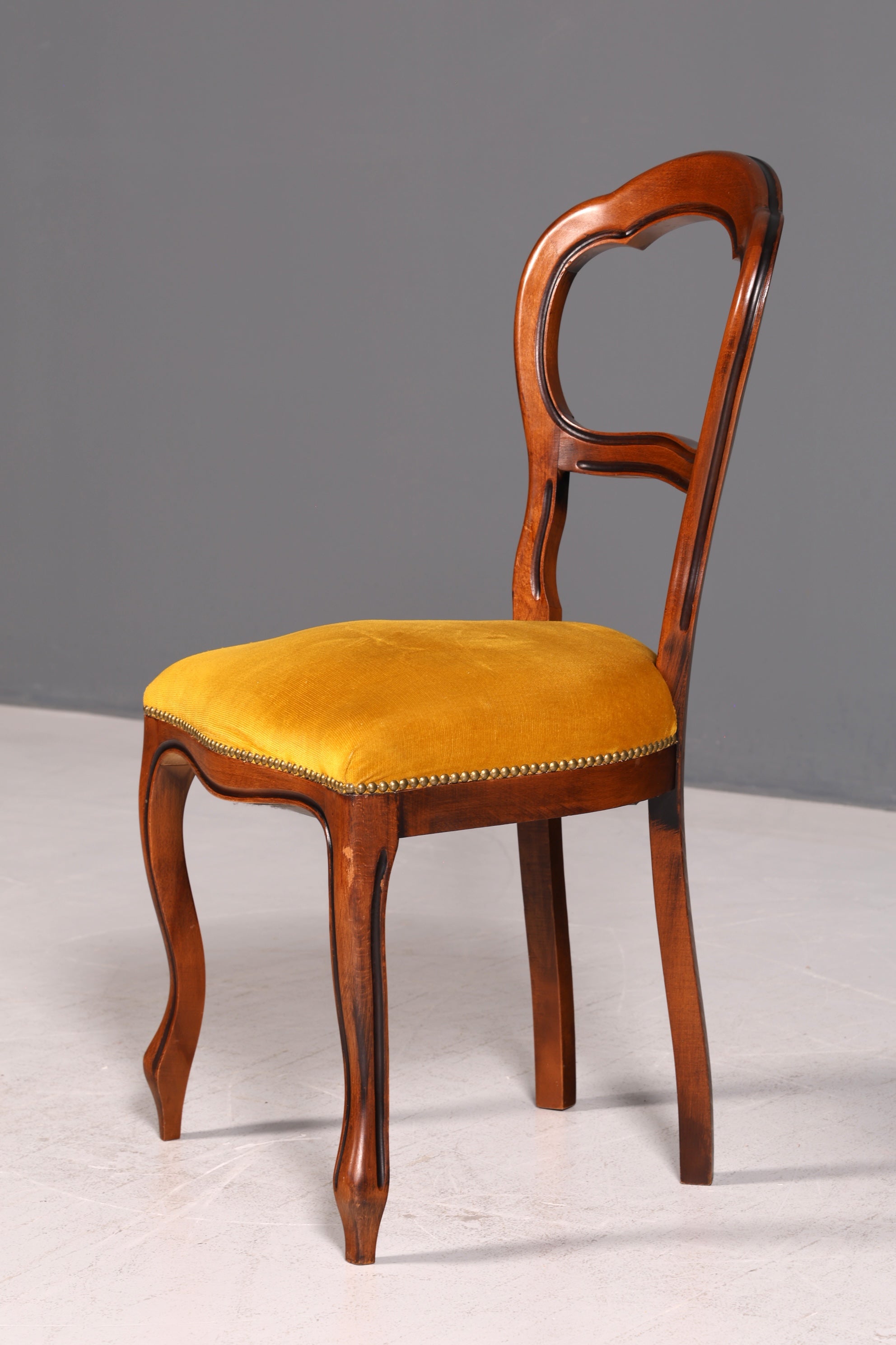 Edler Louis Philippe Stuhl um 1880 Antik Biedermeier Nussbaum Esszimmerstuhl Polsterstuhl Sekretärstuhl Vintage