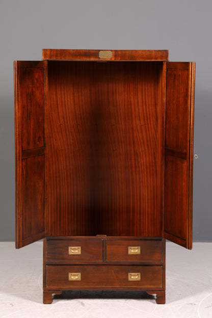 Beeindruckender Maritimer Kleiderschrank Wäscheschrank Englischer Schiffs Dielenschrank Military Kolonial Antik Vintage