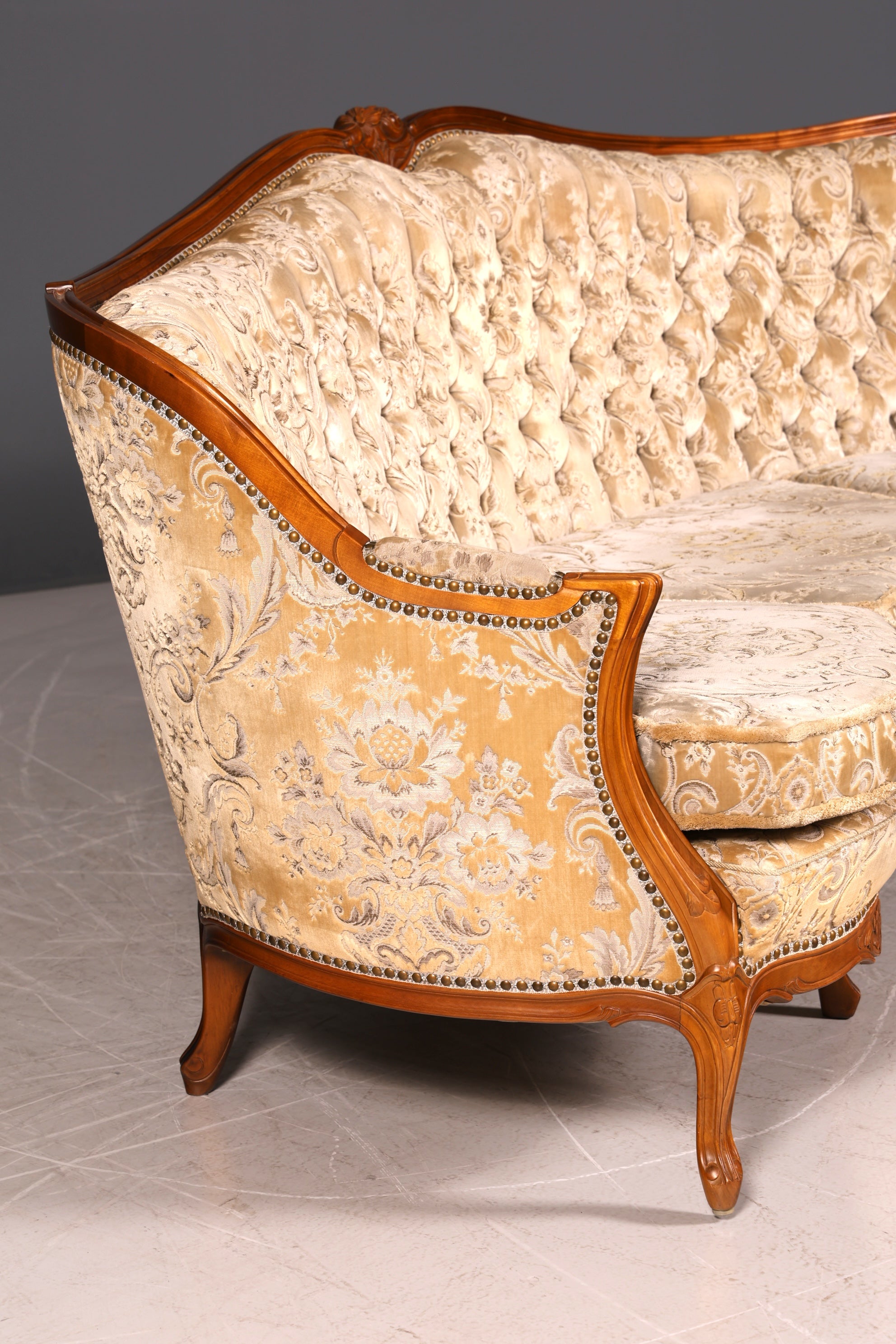 Wunderschönes Chippendale Sofa Barock Stil Couch Samt Stoff 3 Sitzer Canapé