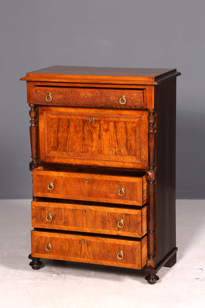 Eleganter Gründerzeit Sekretär Vertiko Highboard Louis Philippe Kommode Antik Schrank um 1880