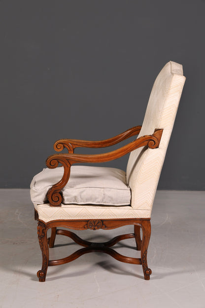 Elegant Louis Philippe Armchair, Gründerzeit Antique Armchair, Secretary Chair, Upholstered Armchair 2 of 2