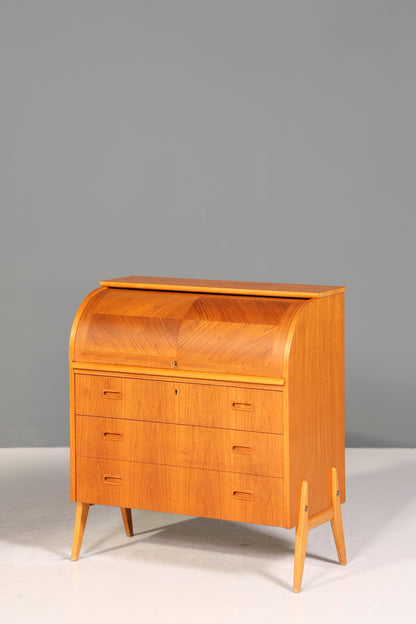 Wunderschöner Mid Century Rollladen Sekretär Danish Design Teak Holz Schreibkommode 60er Jahre