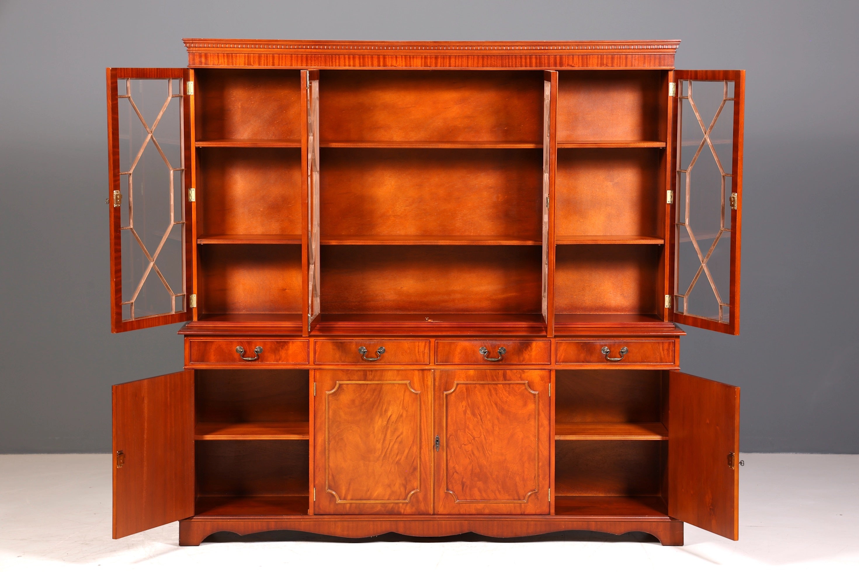 Wunderschöne Englische Vitrine Bücherschrank Buffet Antik Stil Englisch Mahagoni Glasvitrine Bibliothek