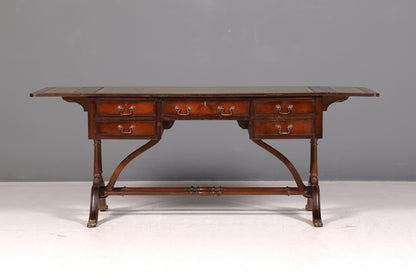 Wunderschöner Englischer Schreibtisch Regency Klappschreibtisch Echt Lederauflage Mahagoni 60s Bürotisch
