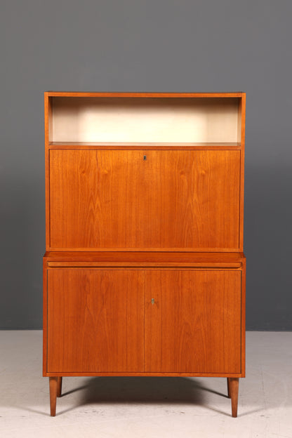 Wunderschöner Mid Century Schrank Bücherregal Vintage Sekretär Highboard Holz Regal