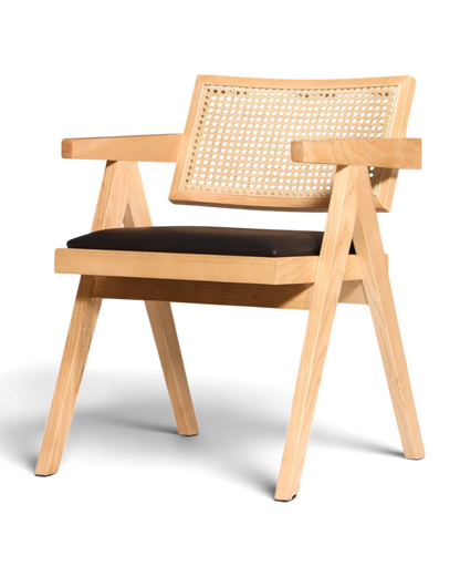 Sehr edler Korbgeflecht Stuhl "Vienna Wood +" Armlehnsessel Bauhaus Relax Lounge Chair Stuhl Esszimmer Stuhl Küchenstuhl