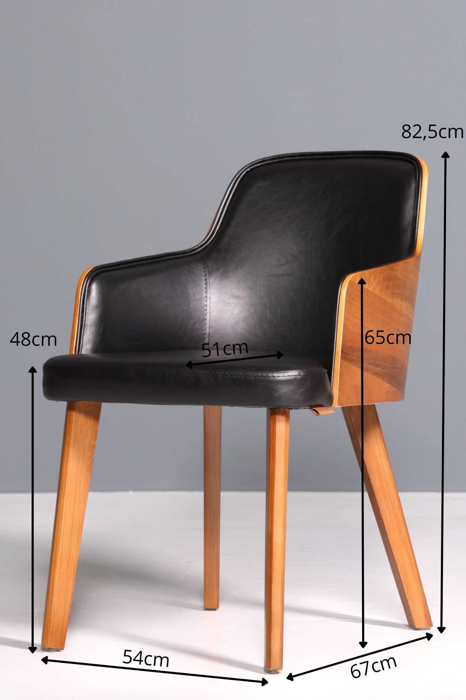 Edler Armlehnstuhl &quot;Paolo- Black&quot; Nussbaum Esszimmerstuhl Küchenstuhl schwarzer Sekretär Stuhl