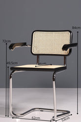 Korbgeflecht Freischwinger Armlehnstuhl "Milano" Made in Italy Schwarz Esszimmer Stuhl Wippstuhl Küchenstuhl