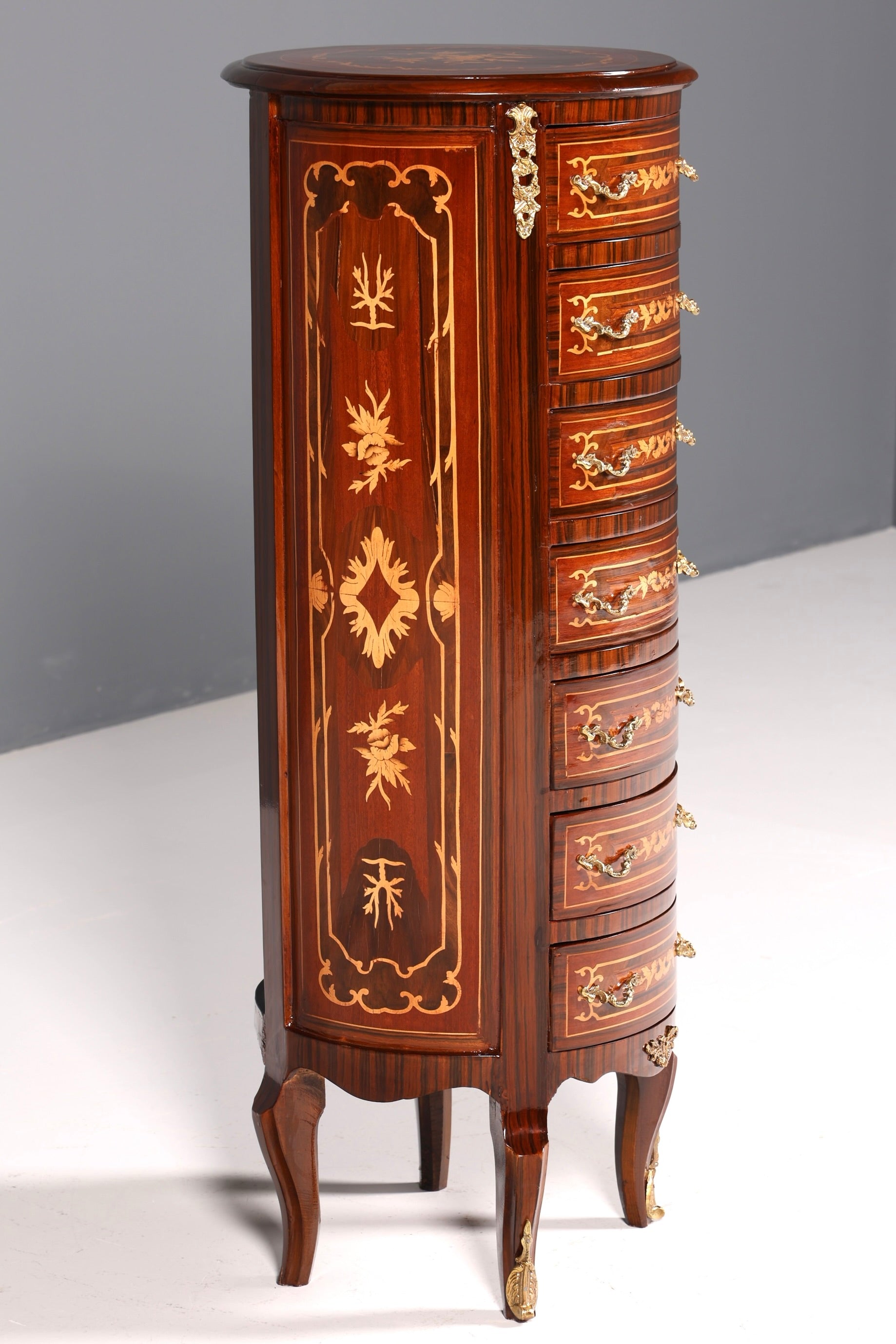 Elegant Baroque style chest of drawers, vertico, drawer chest with inlays, 7 drawers