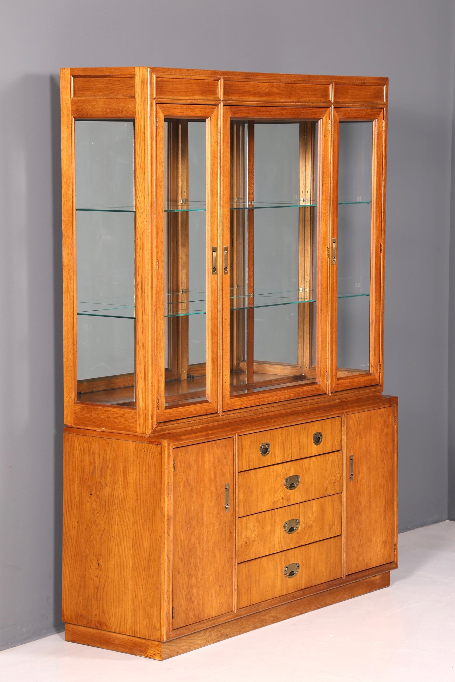 Edler Original Drexel Heritage Vitrine Bücherschrank Art Deco USA Antik Schrank Buffet Regal Glasvitrine Vintage Holz