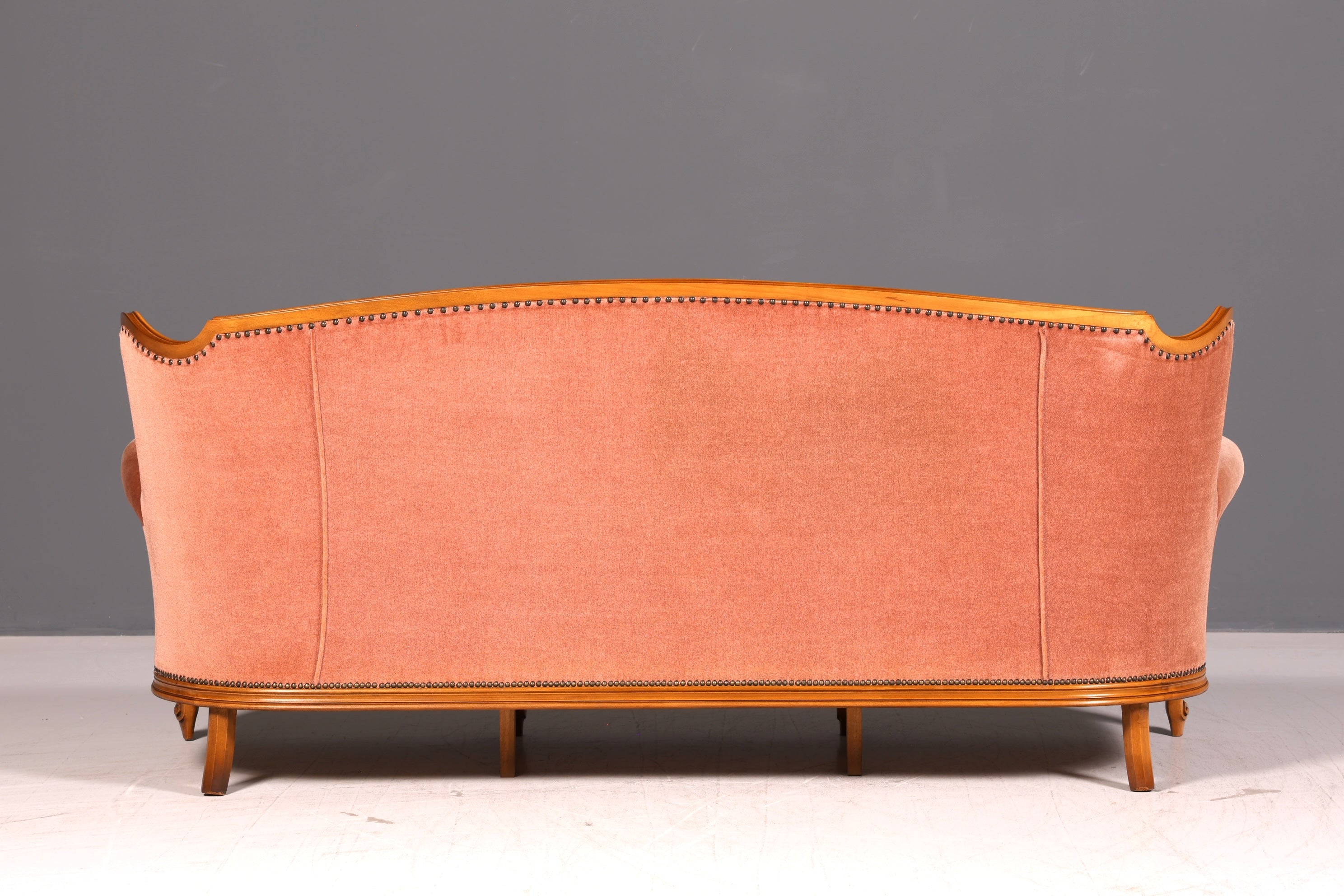 Elegant Chippendale Sofa Baroque Style Velvet Fabric Couch 3-Seater Rococo Antique Upholstered Sofa