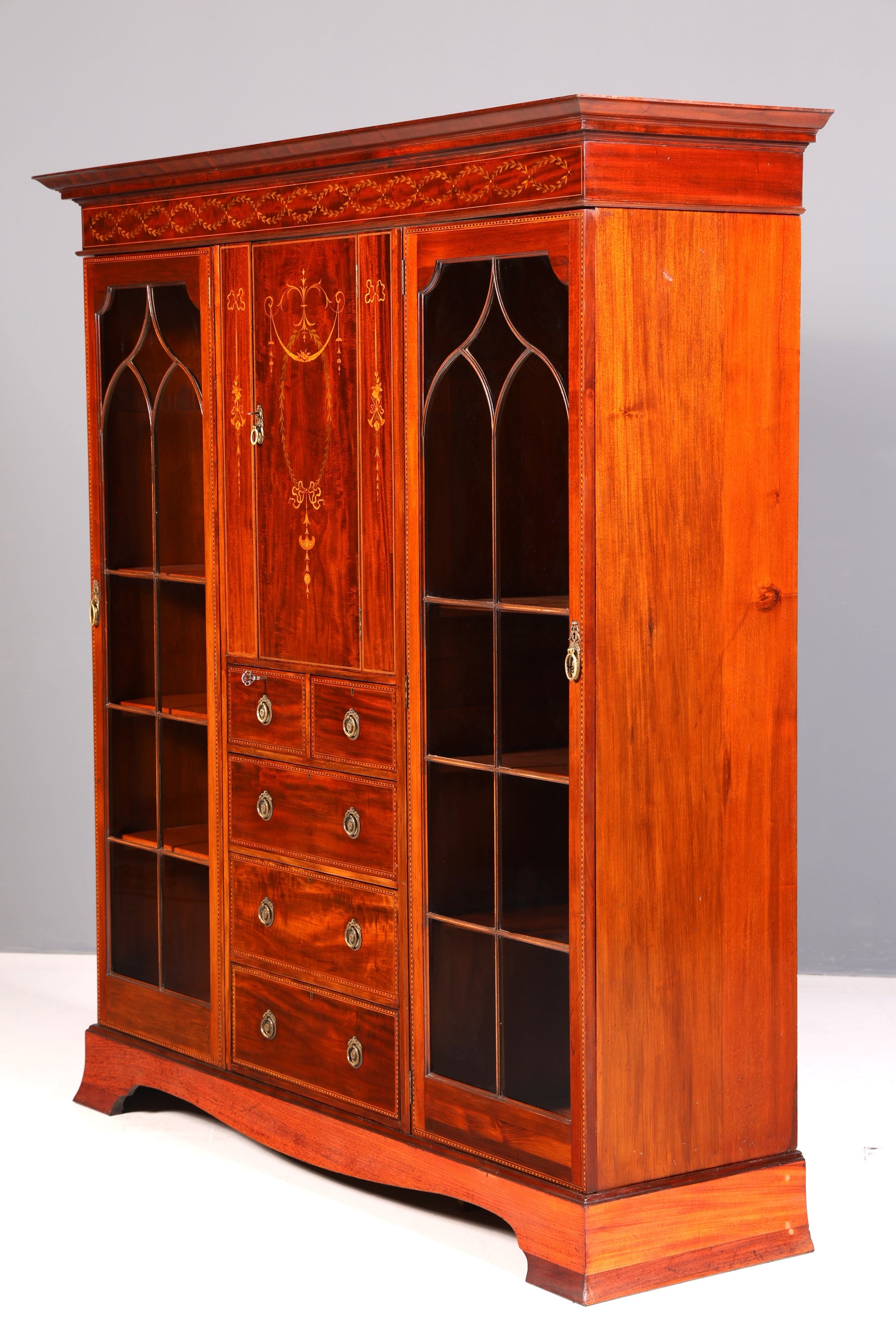 Wunderschöne Englische XXL Vitrine Bibliothek Bücherschrank UK Buffet Schrank Antik