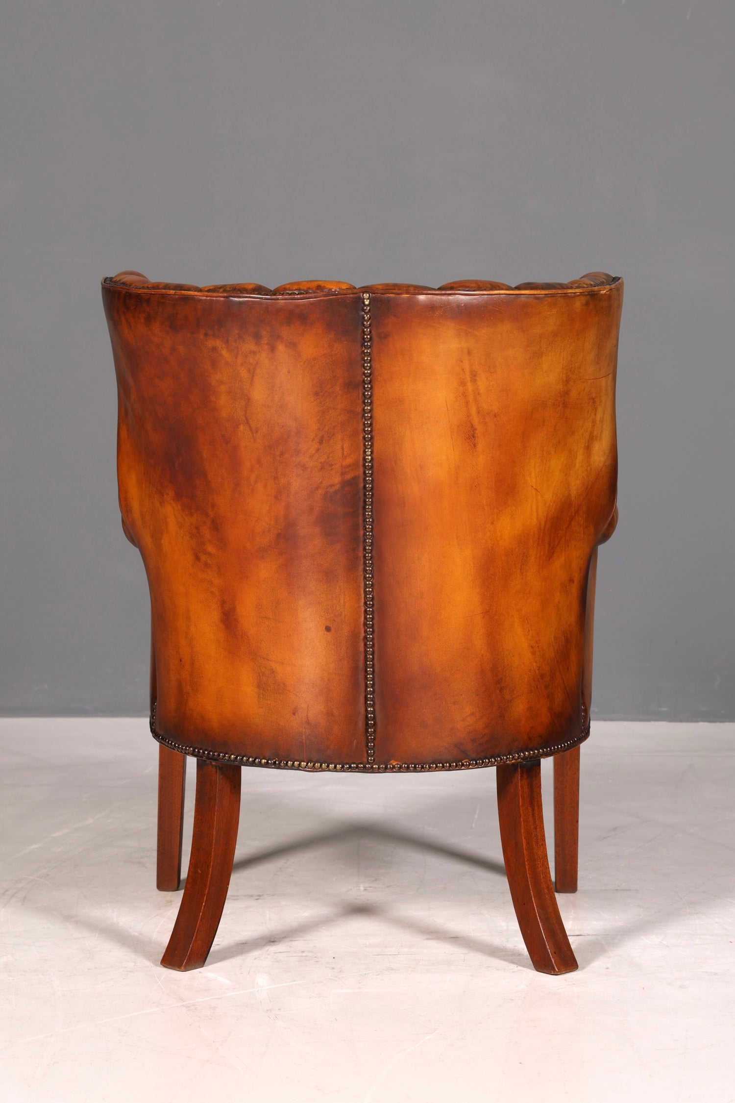 Seltener Original Chesterfield Ohrenbacken Sessel Englisch Leder Herrensessel UK Armlehnsessel