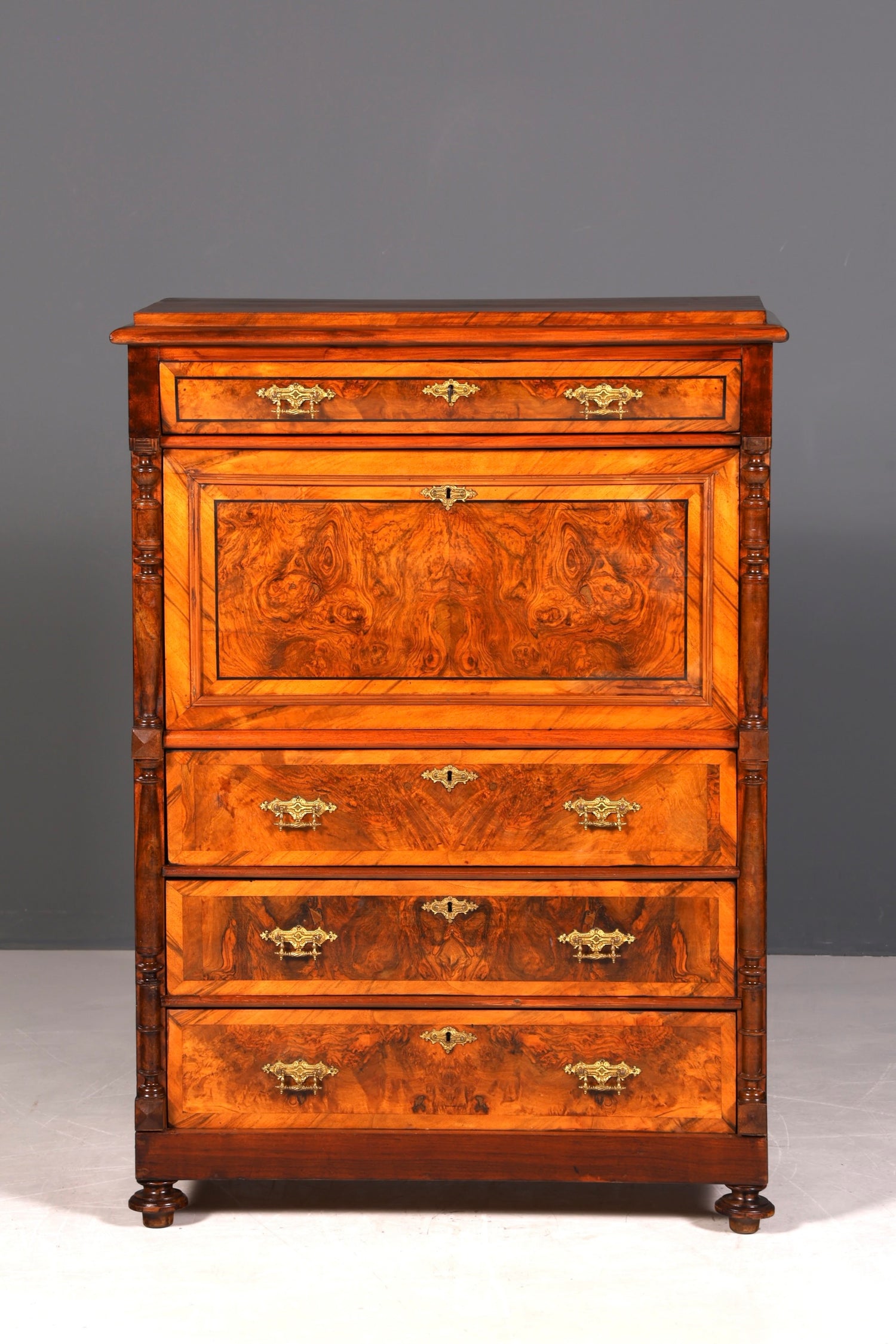 Wunderschöner Gründerzeit Sekretär Vertiko Highboard Louis Philippe Kommode Sekretär Schrank um 1880
