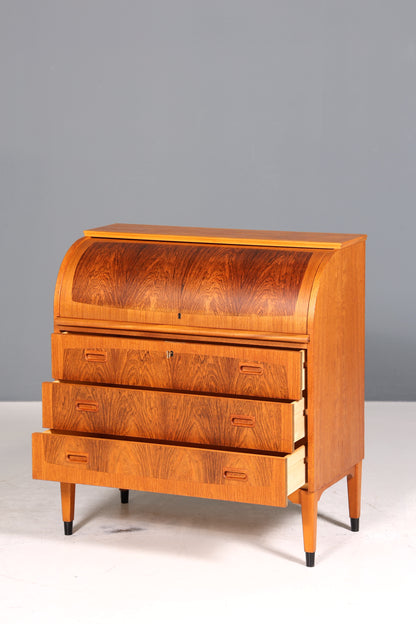 Wunderschöner Mid Century Rollladen Sekretär Danish Design echt Holz Schreibkommode 60er Jahre