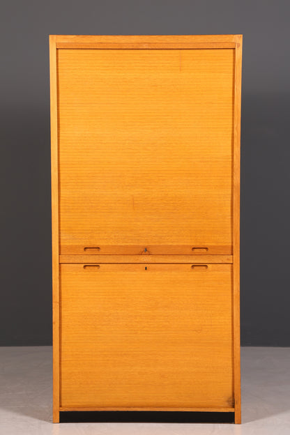Schlichter Mid Century Rollladenschrank Bauhaus Apothekerschrank Art Deco Büro Aktenschrank