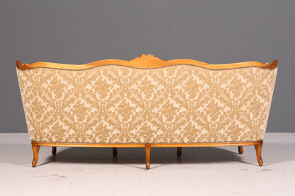 Wunderschönes Chippendale Sofa Barock Stil Couch Samt Stoff 3 Sitzer Antik Vintage