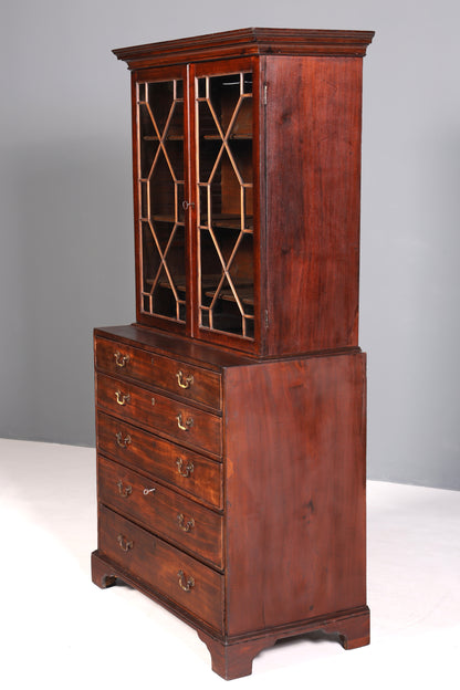 Wunderschöne Englische Antik Vitrine um 1700 George III Mahagoni Bücherschrank Buffet Glasvitrine Kommode