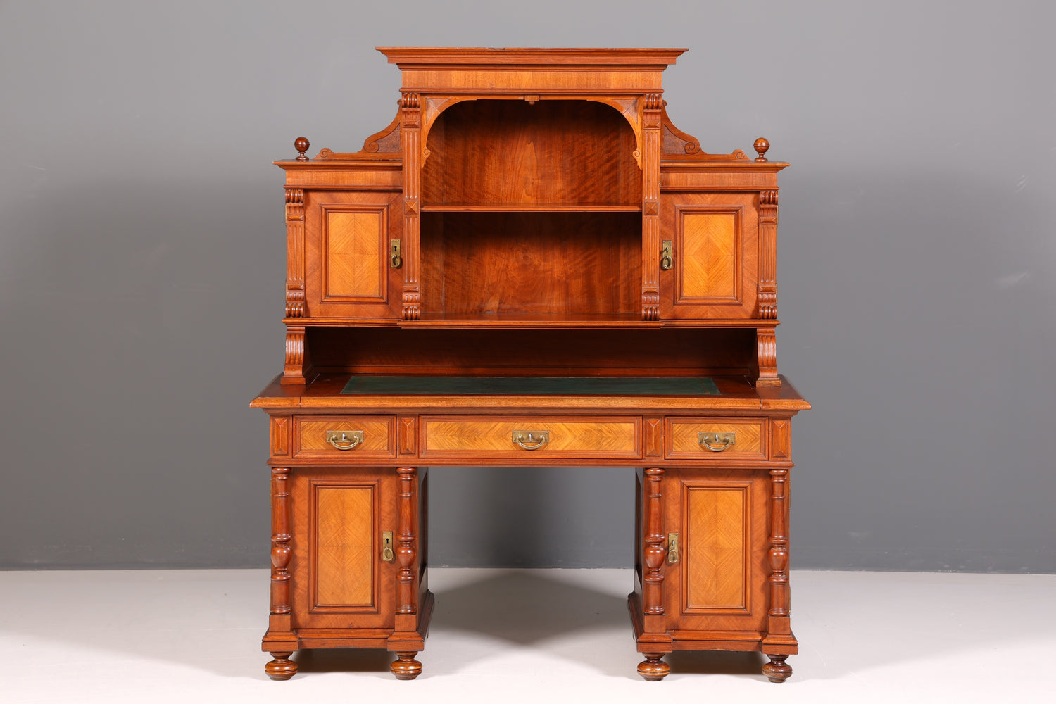 Traumhafter Gründerzeit Schreibtisch mit Aufsatz Jugendstil Bürotisch Massivholz um 1900