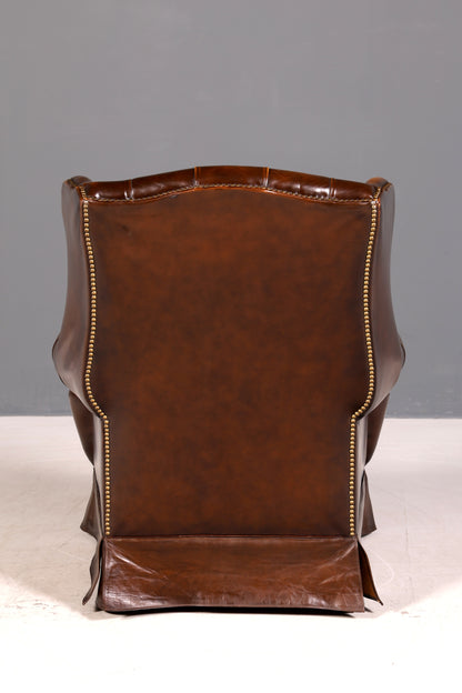 Stilvoller Original Chesterfield Ohrenbacken Sessel Englisch Leder Herrensessel UK Armlehnsessel