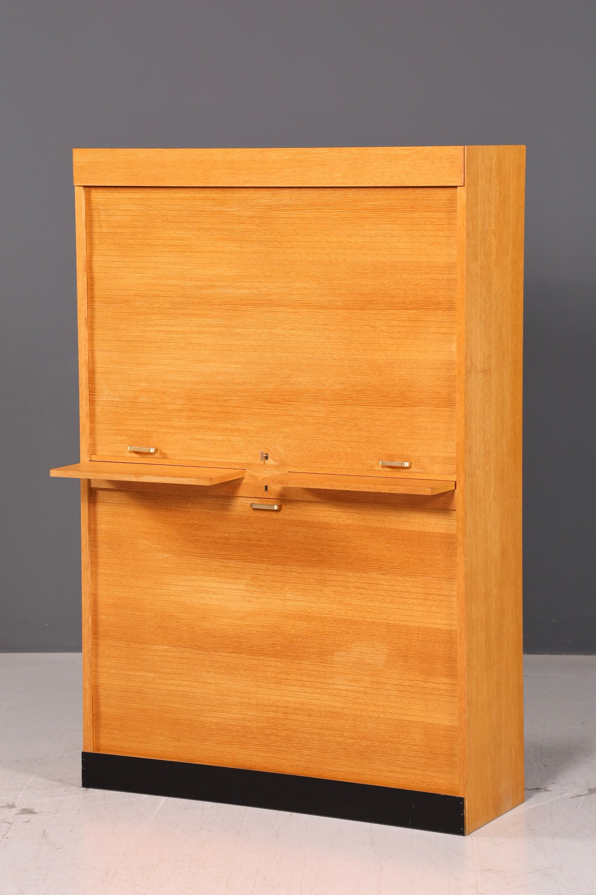 Schlichter Rollladenschrank Bauhaus Apothekerschrank Aktenschrank Büro Art Deco Schrank Massivholz Vintage